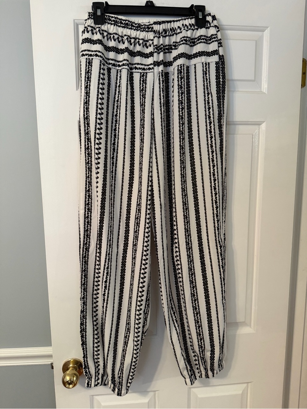SHEIN Black & White Striped Elastic Waist Jogger Pants